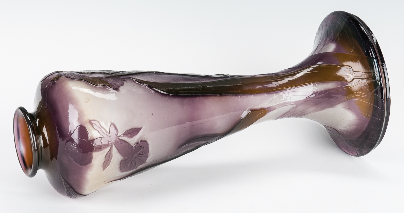 Lot 570: Art Glass Iris Vase, 17" H