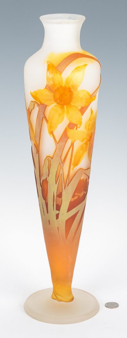 Lot 571: Galle Narcissus or Daffodil Vase, 20" H