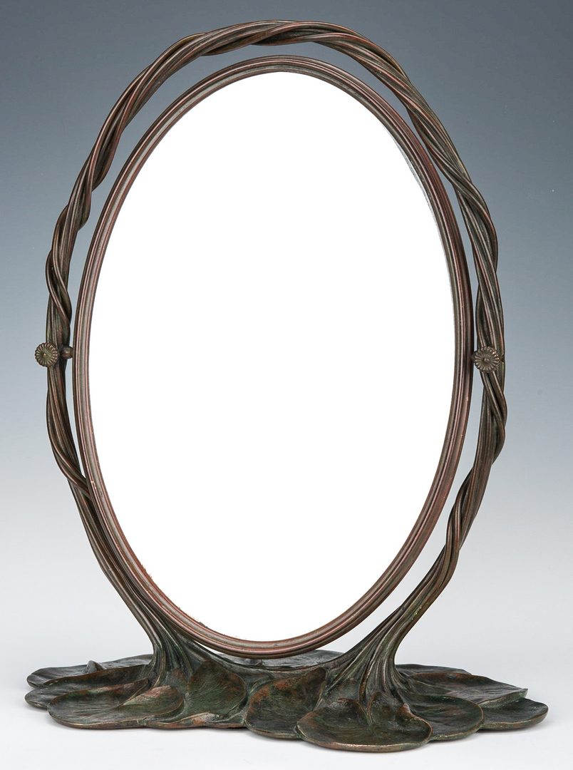 Lot 577: Tiffany Studios Bronze Lily Pad Mirror