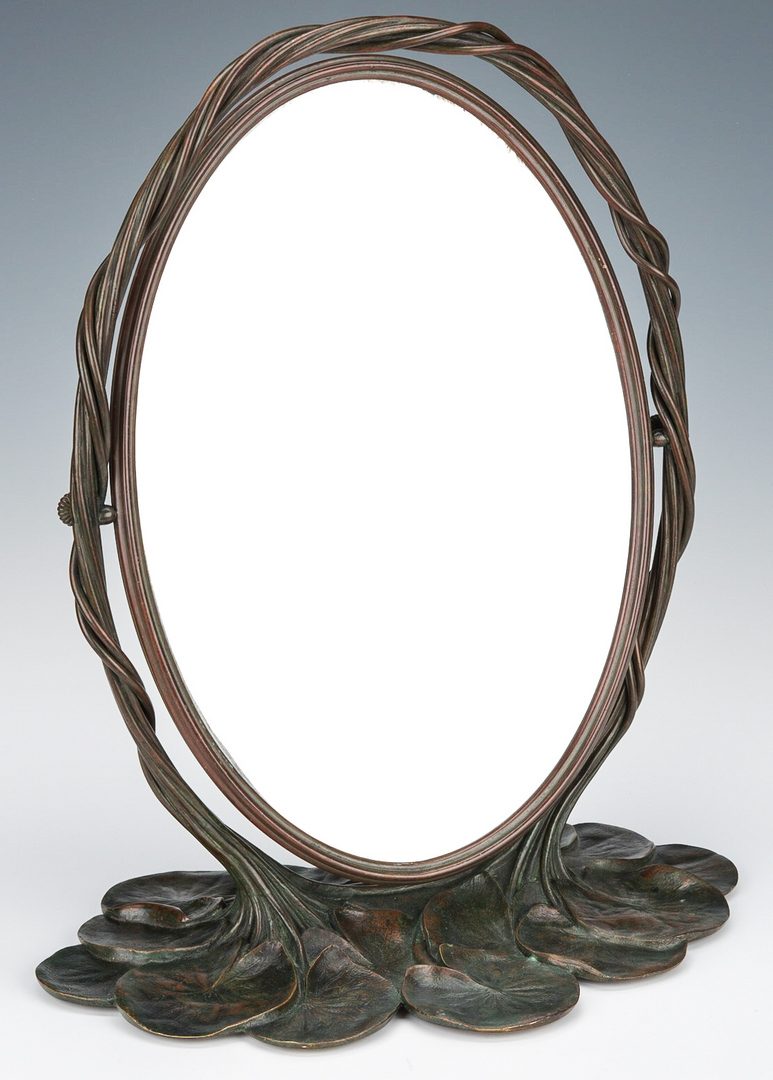 Lot 577: Tiffany Studios Bronze Lily Pad Mirror