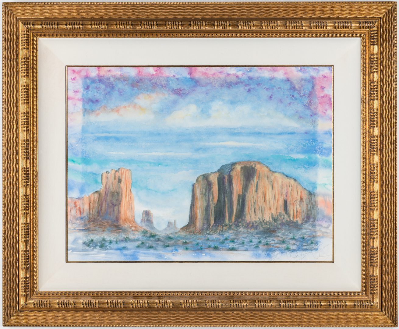 Lot 582: B. Livingstone-Strong Watercolor, Monument Valley