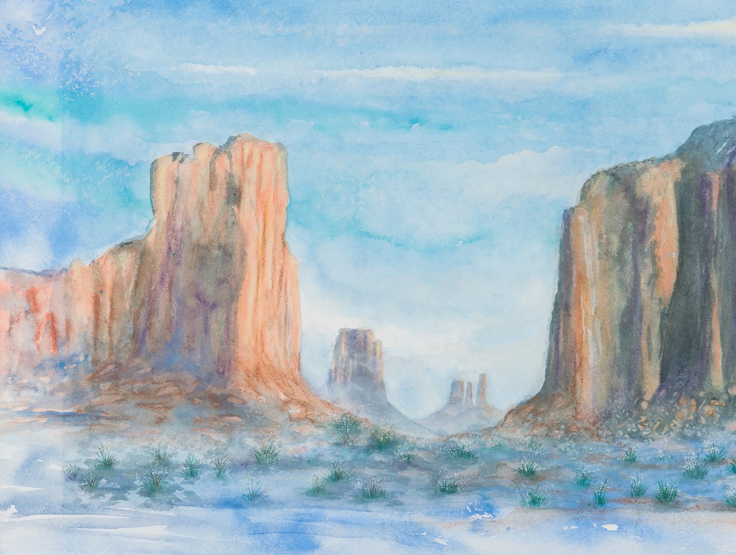 Lot 582: B. Livingstone-Strong Watercolor, Monument Valley