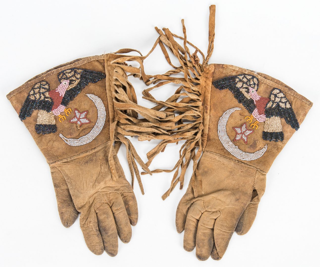Lot 586: Native American Beaded Moccasins & Gloves, 2 Items