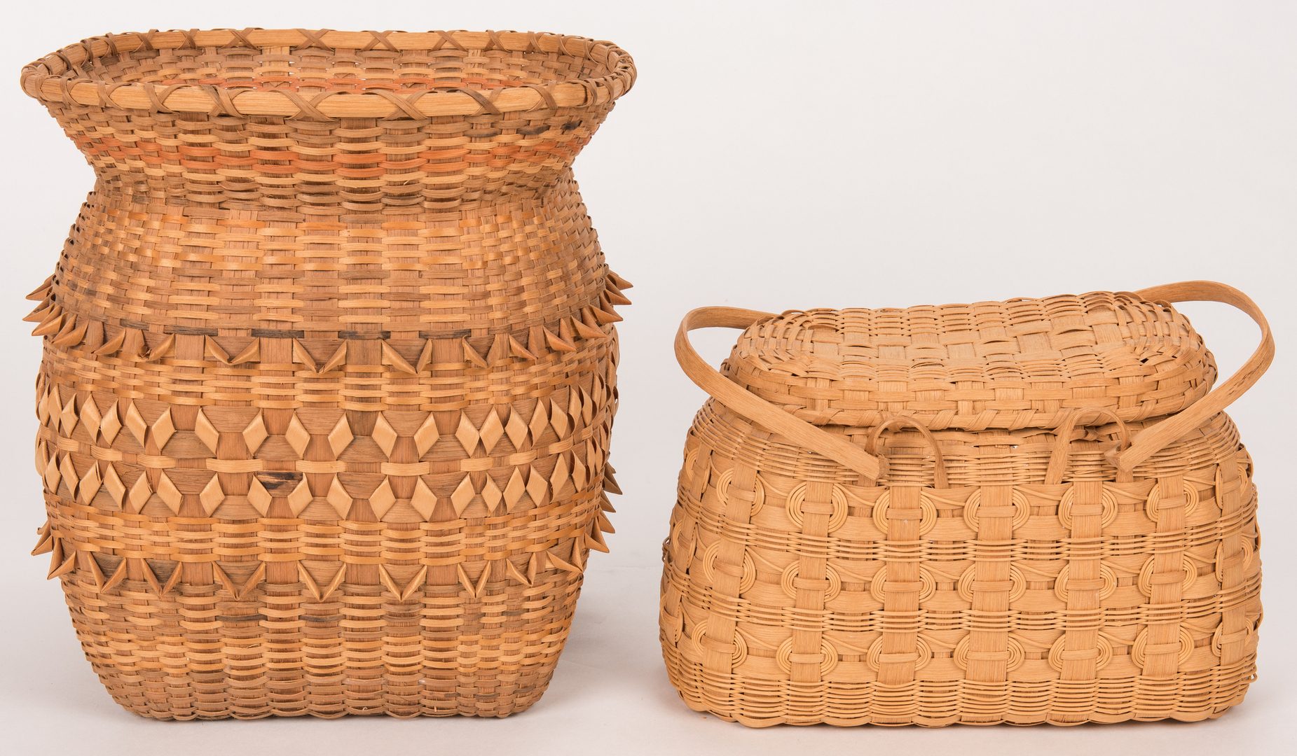 Lot 599: 4 Native American Cherokee Baskets, incl. Emma Squirrel Taylor
