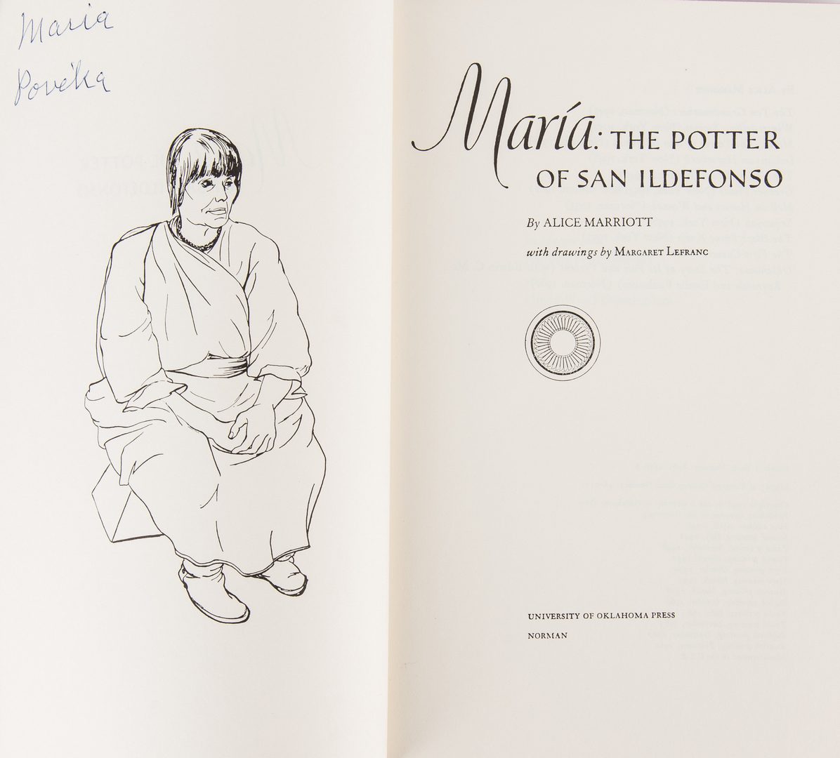 Lot 603: Maria Martinez bowl, miniature vase, portrait and book