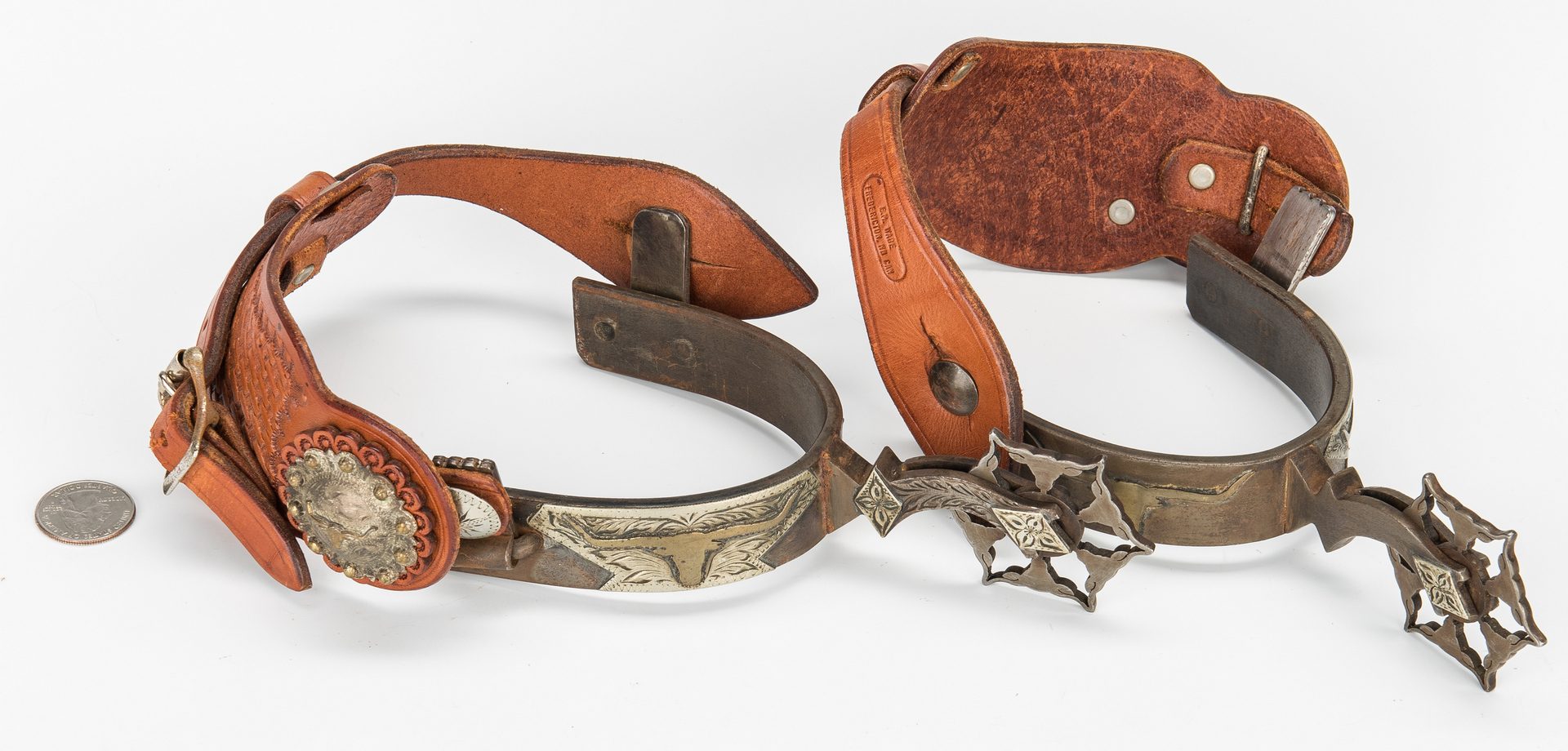 Lot 609: Pair Lytle & Mower Signed Horse Spurs