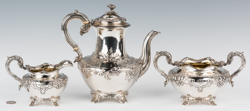 Lot 61: William IV Silver Tea Set, Barnard, 3 pcs