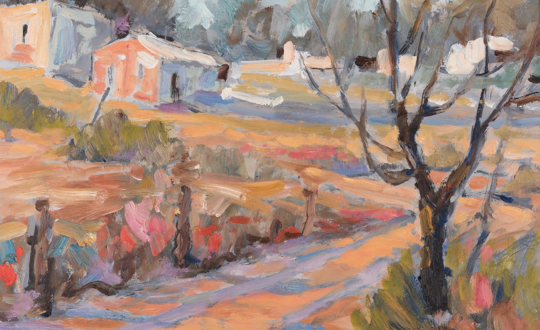 Lot 629: Earline Barnes Farmstead Landscape Painting