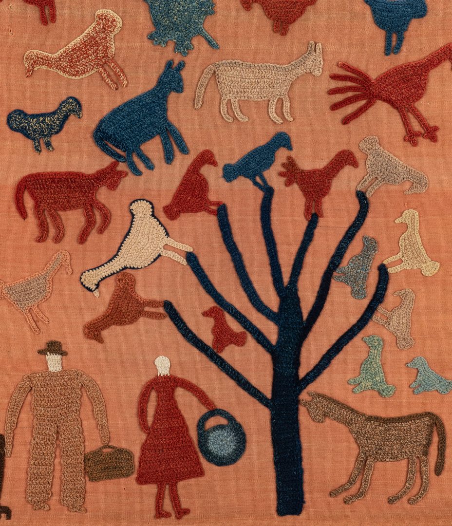 Lot 645: Granny Donaldson Folk Art Textile, Tree with Birds