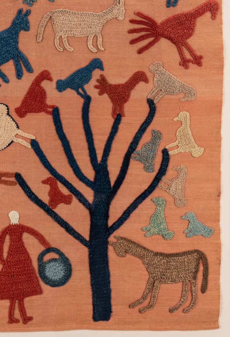 Lot 645: Granny Donaldson Folk Art Textile, Tree with Birds