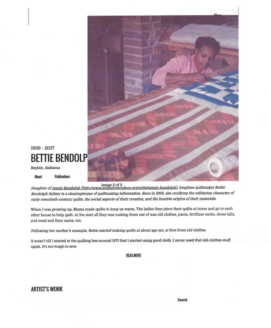 Lot 646: Gee’s Bend Quilt, Bettie B. Seltzer
