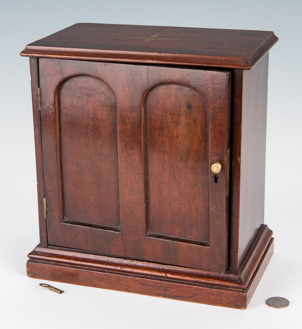 Lot 659: Miniature Inlaid Mahogany Spice Cabinet