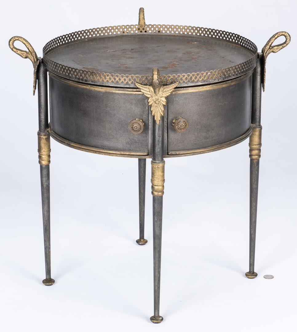 Lot 662: Trouvailles French Empire Style Metal Drum Table