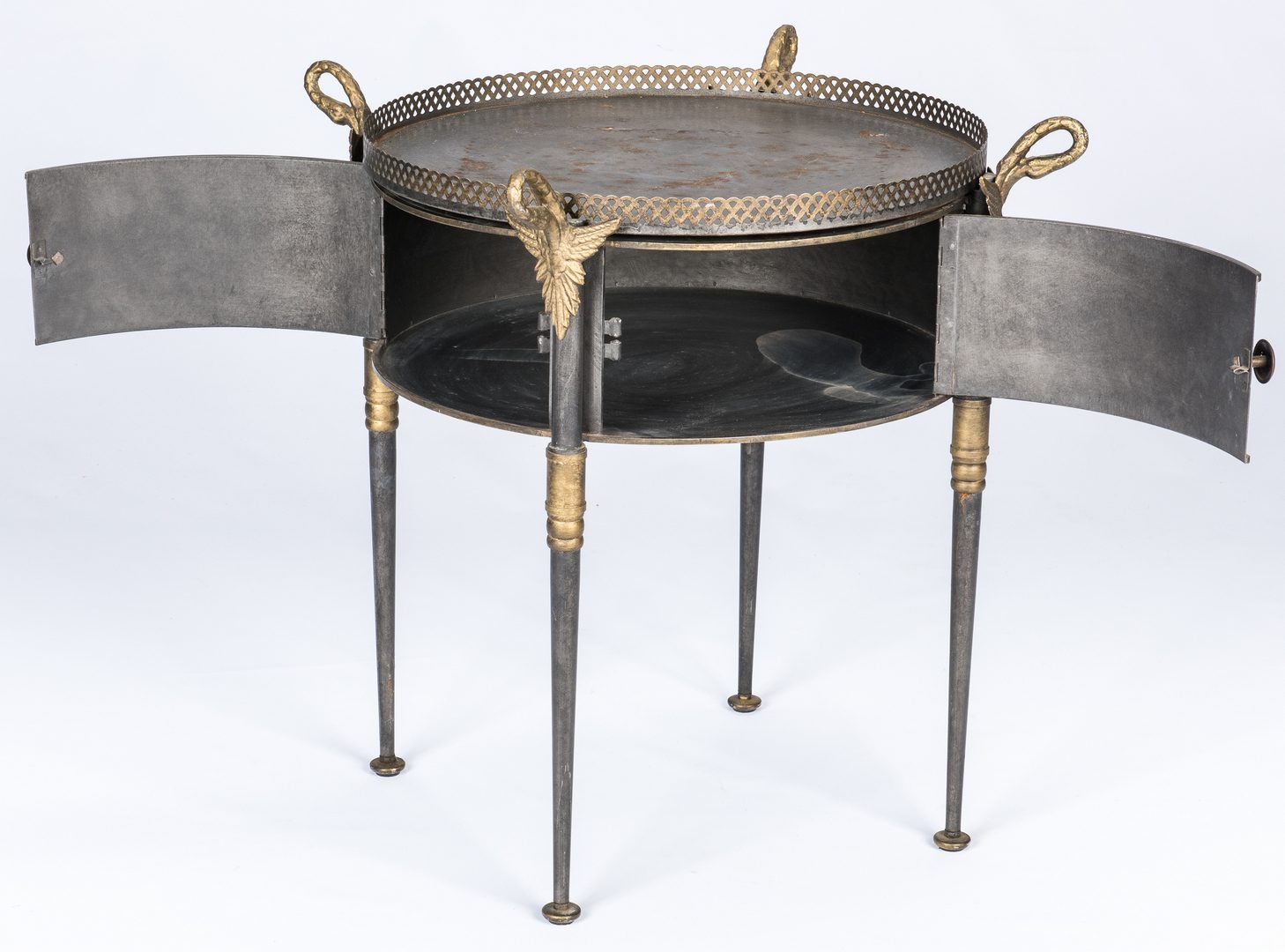Lot 662: Trouvailles French Empire Style Metal Drum Table