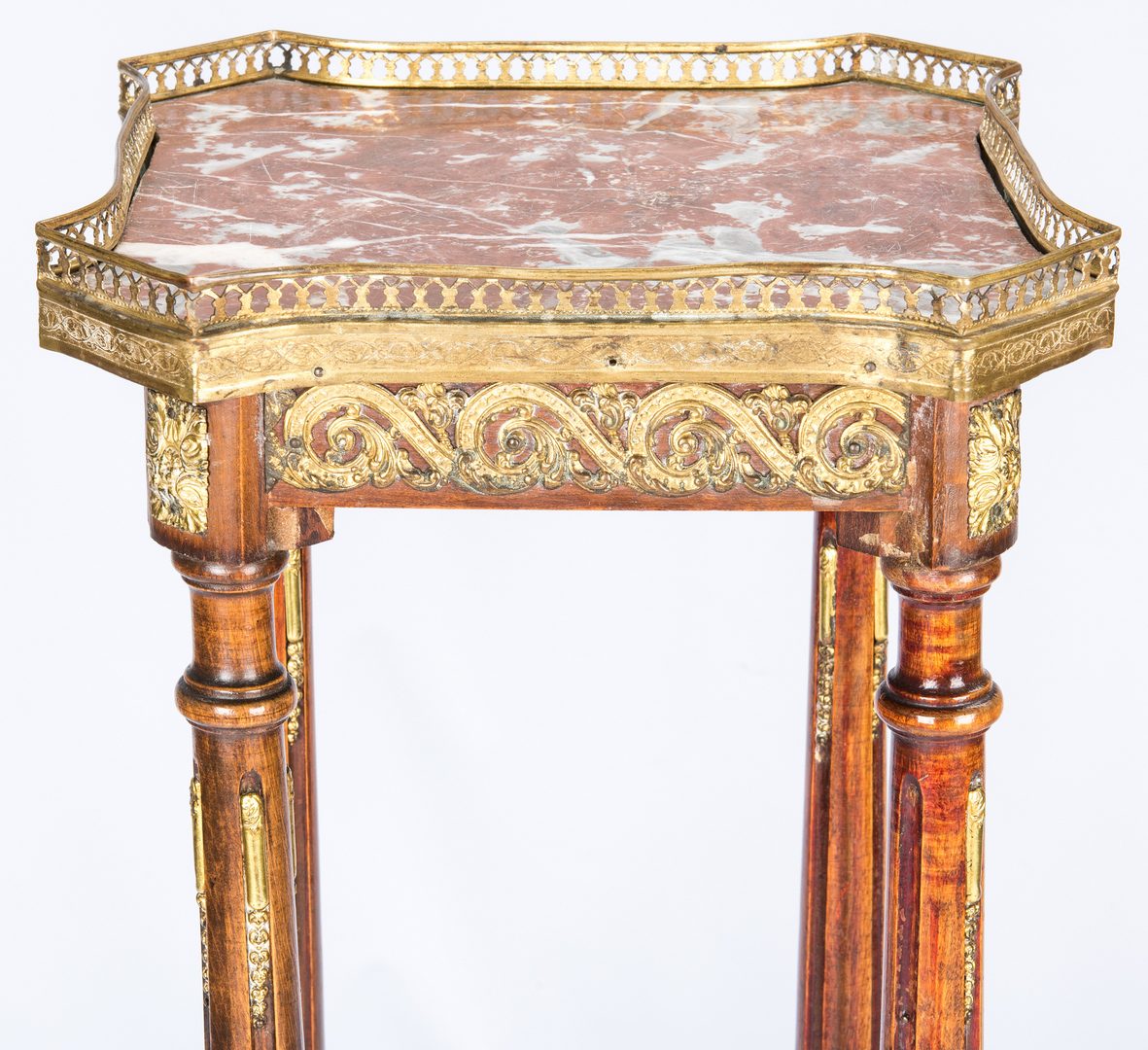 Lot 663: Pair Louis XVI style Marble top Stands