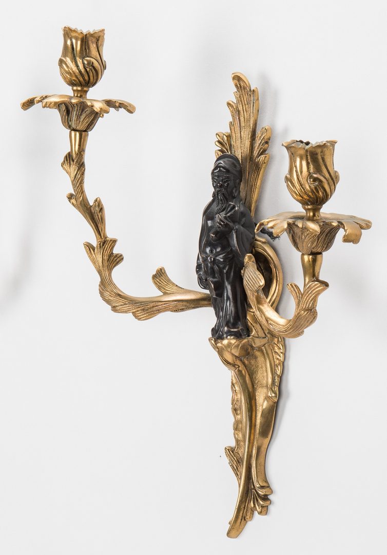 Lot 664: Pr. French Bronze Chinoiserie Sconces