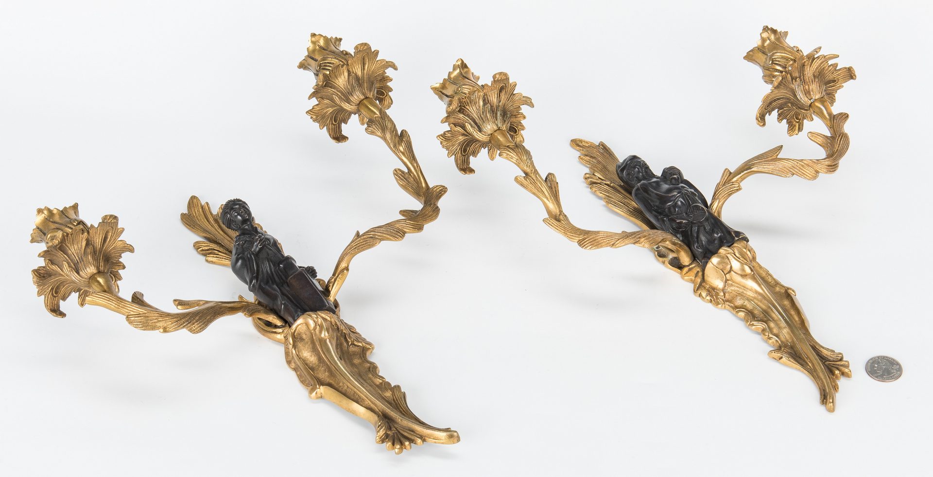 Lot 664: Pr. French Bronze Chinoiserie Sconces