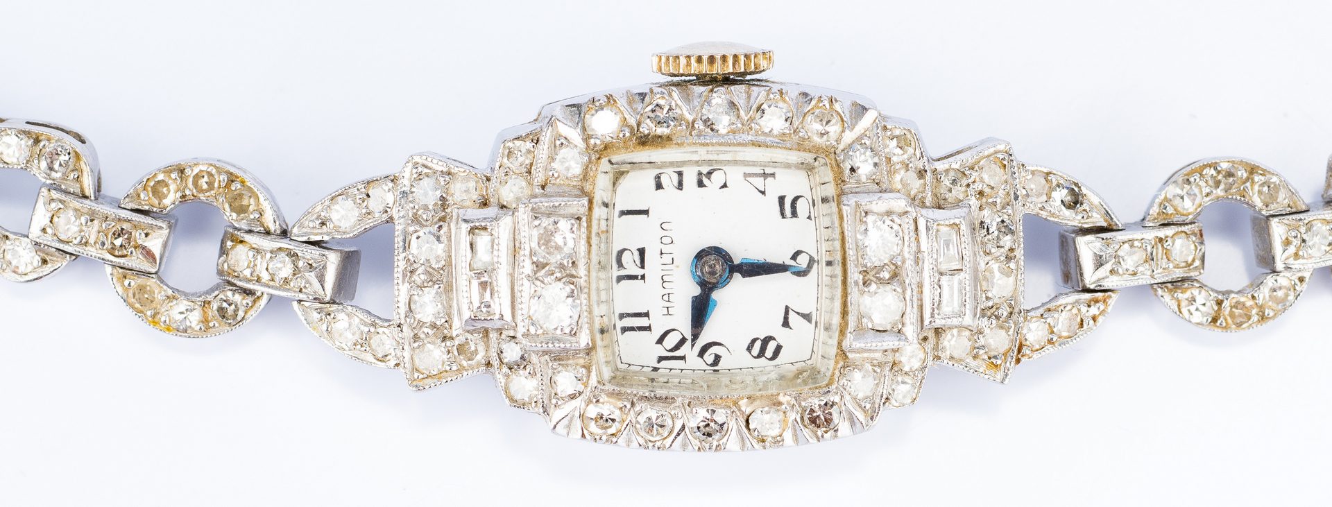 Lot 673: Platinum Diamond Hamilton watch
