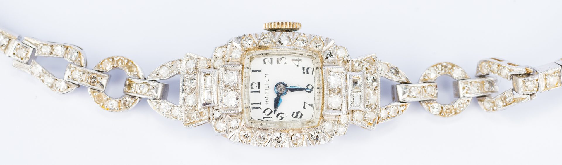 Lot 673: Platinum Diamond Hamilton watch