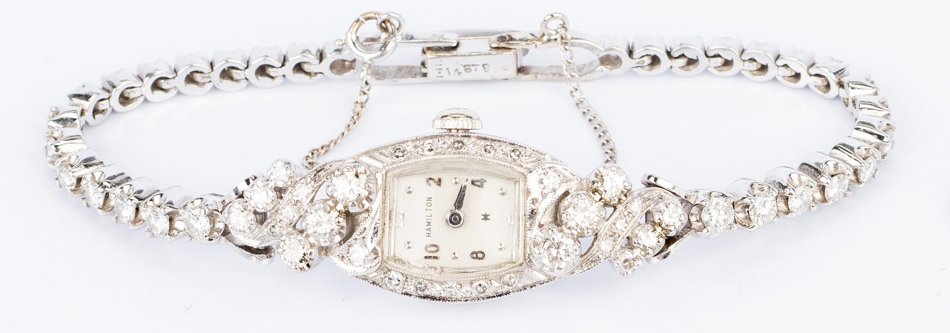 Lot 682: 14K Lady's Diamond Hamilton Watch
