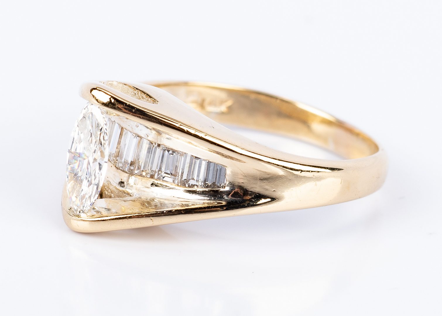 Lot 683: 14K Marquise Diamond Fashion Ring