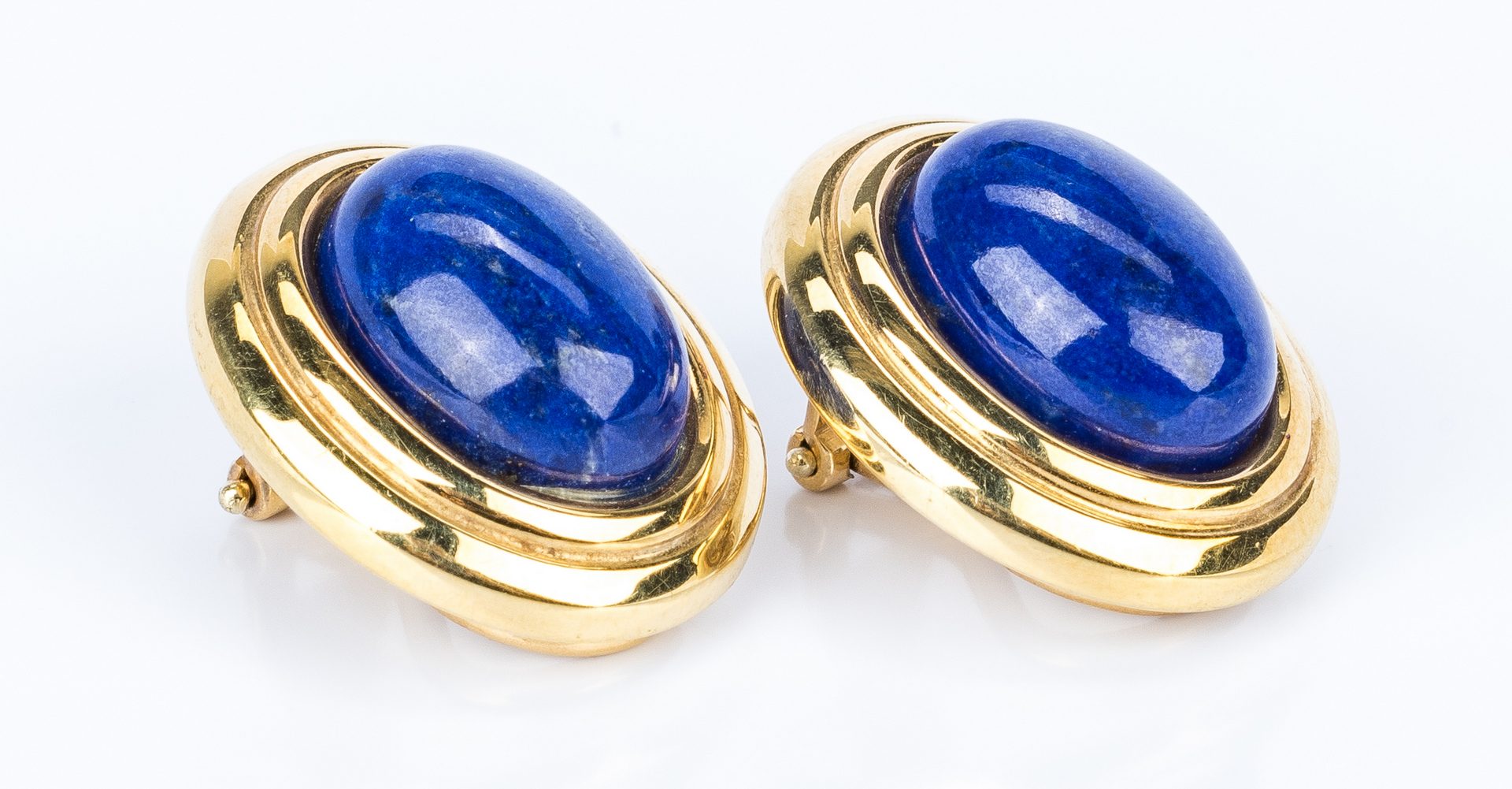 Lot 684: Italian Gold Enamel pin + Lapis earrings