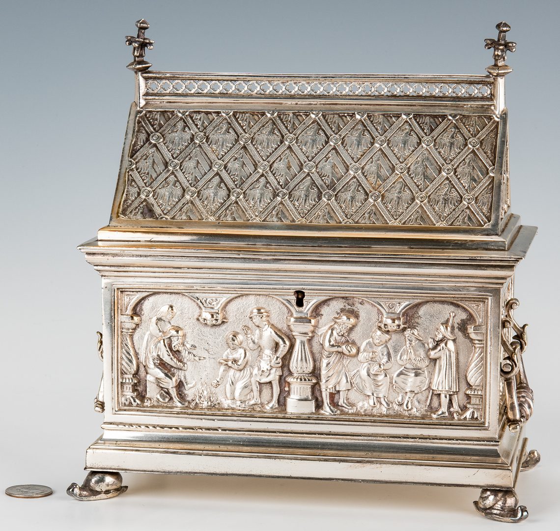 Lot 68: Silver Plated Reliquary or Money Box