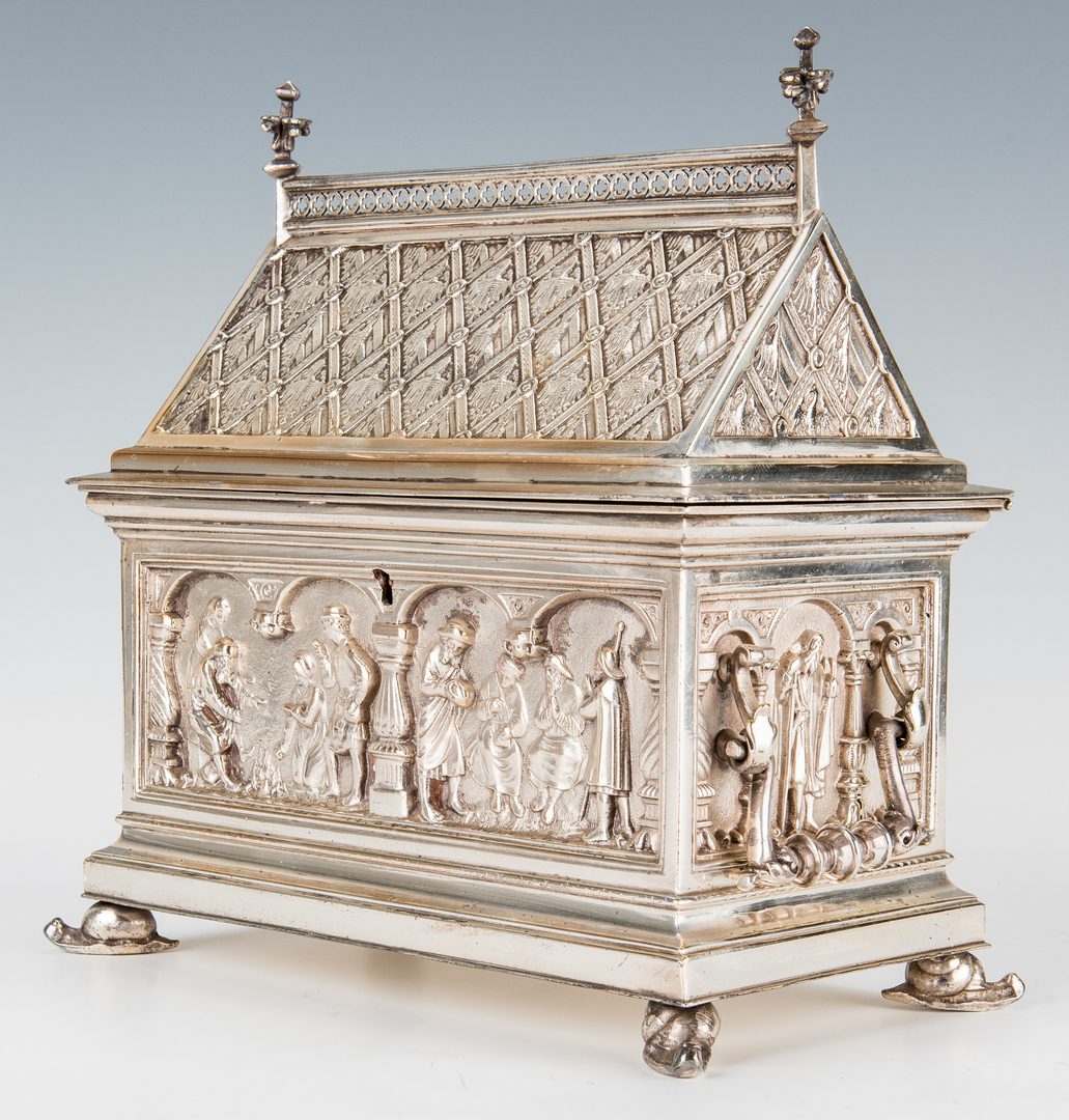 Lot 68: Silver Plated Reliquary or Money Box