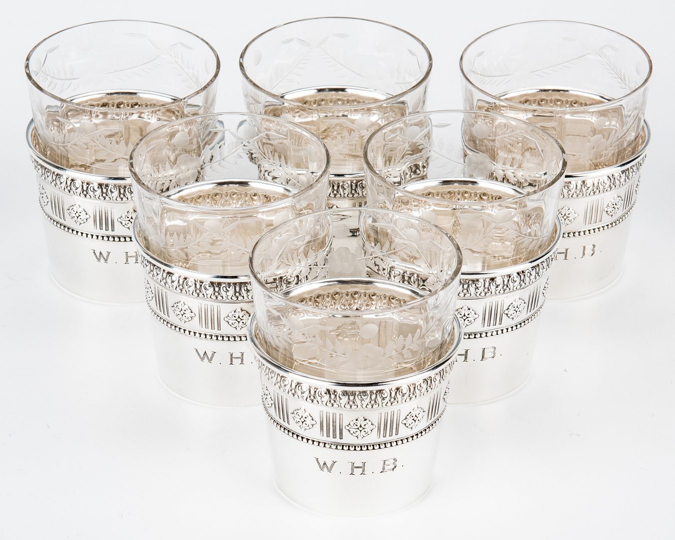 Lot 718: Sterling and Glass Brandy Set with Tray