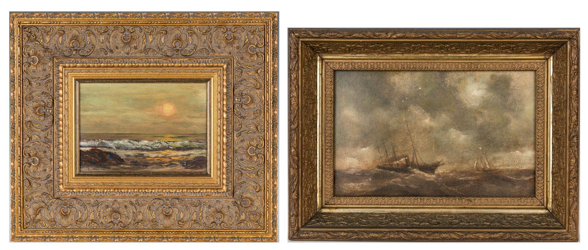 Lot 728: 2 English Marine Paintings