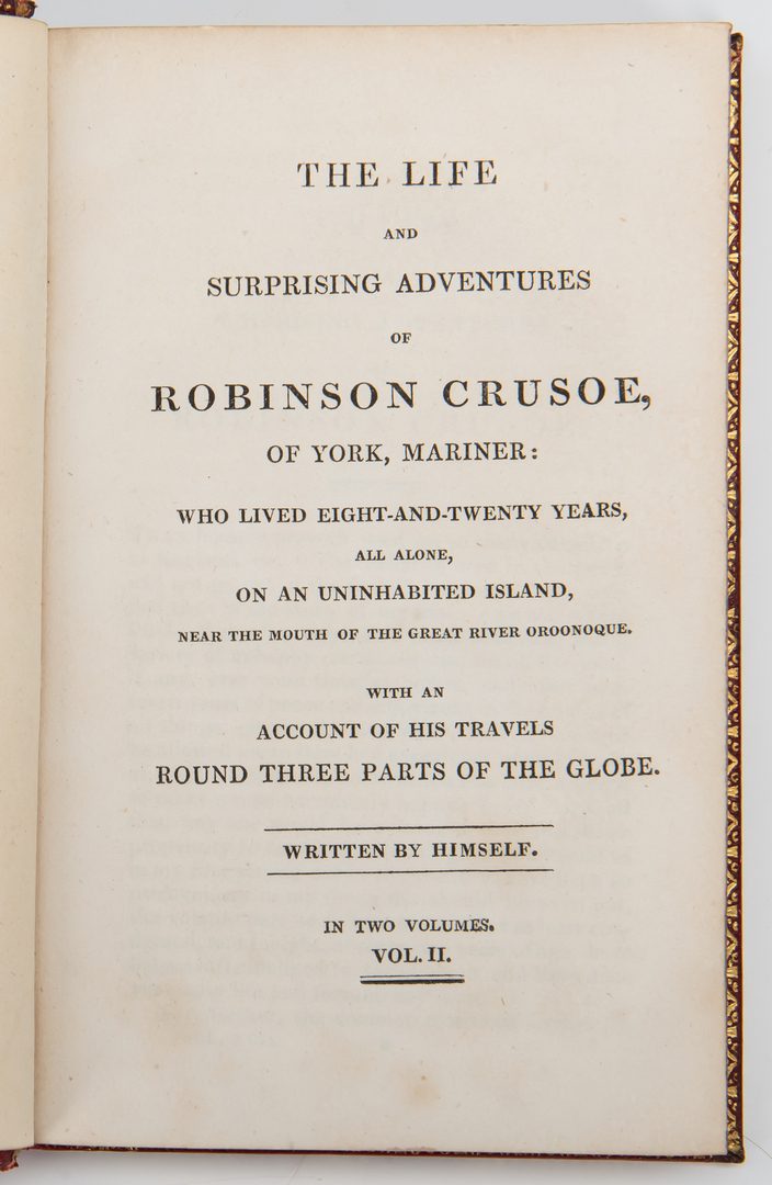 Lot 744: Double Fore-Edge Painted Robinson Crusoe, 2 Vols., 1820 Defoe