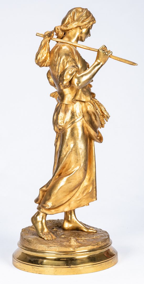 Lot 75: Eugene Aizelin Gilt Bronze Sculpture, "La Glaneuse"