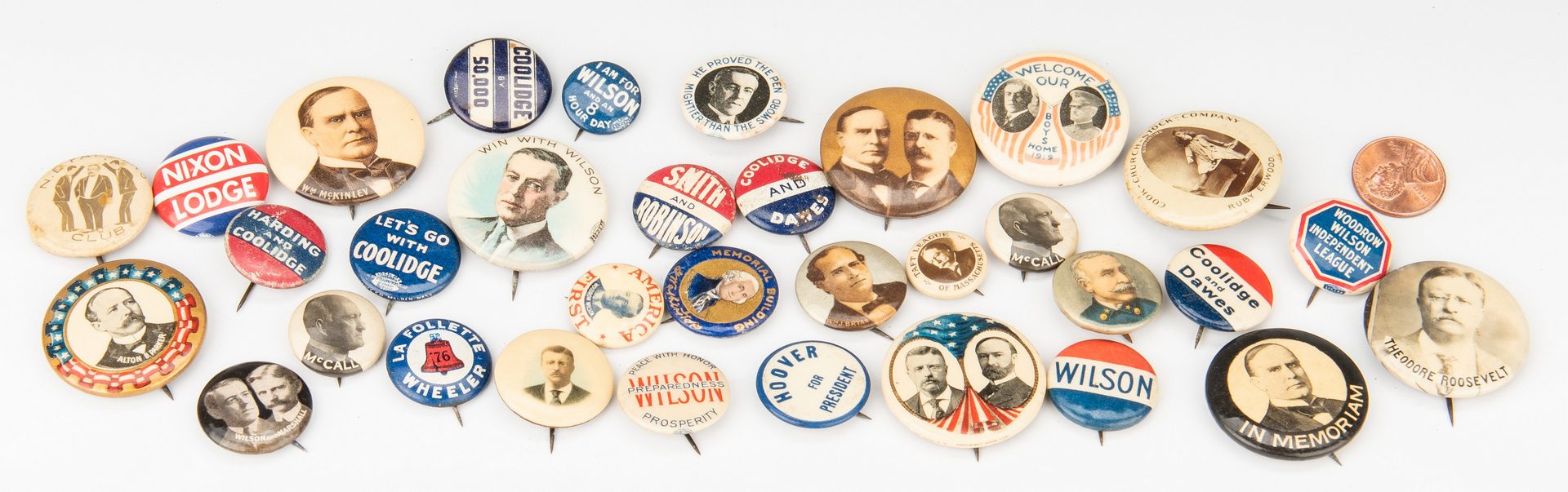 Lot 763: 33 Early Political Pinback Buttons incl. T. Roosevelt & Others