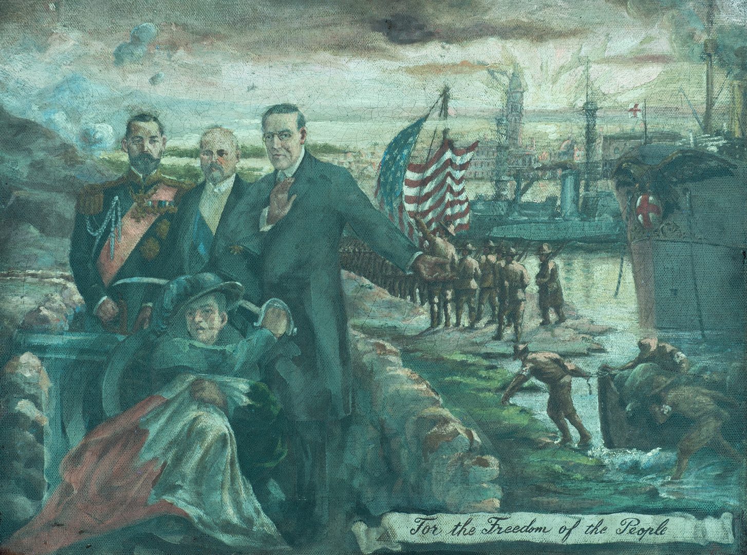 Lot 767: WWI painting "For the Freedom of the People"