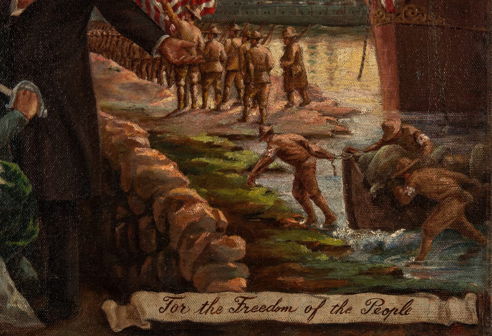 Lot 767: WWI painting "For the Freedom of the People"
