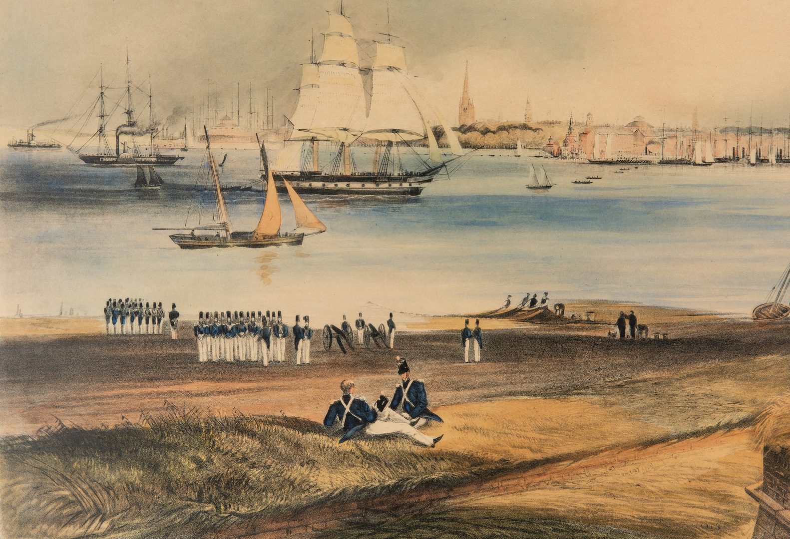 Lot 769: New York: View from Fort Columbus, Governors Island Lithograph