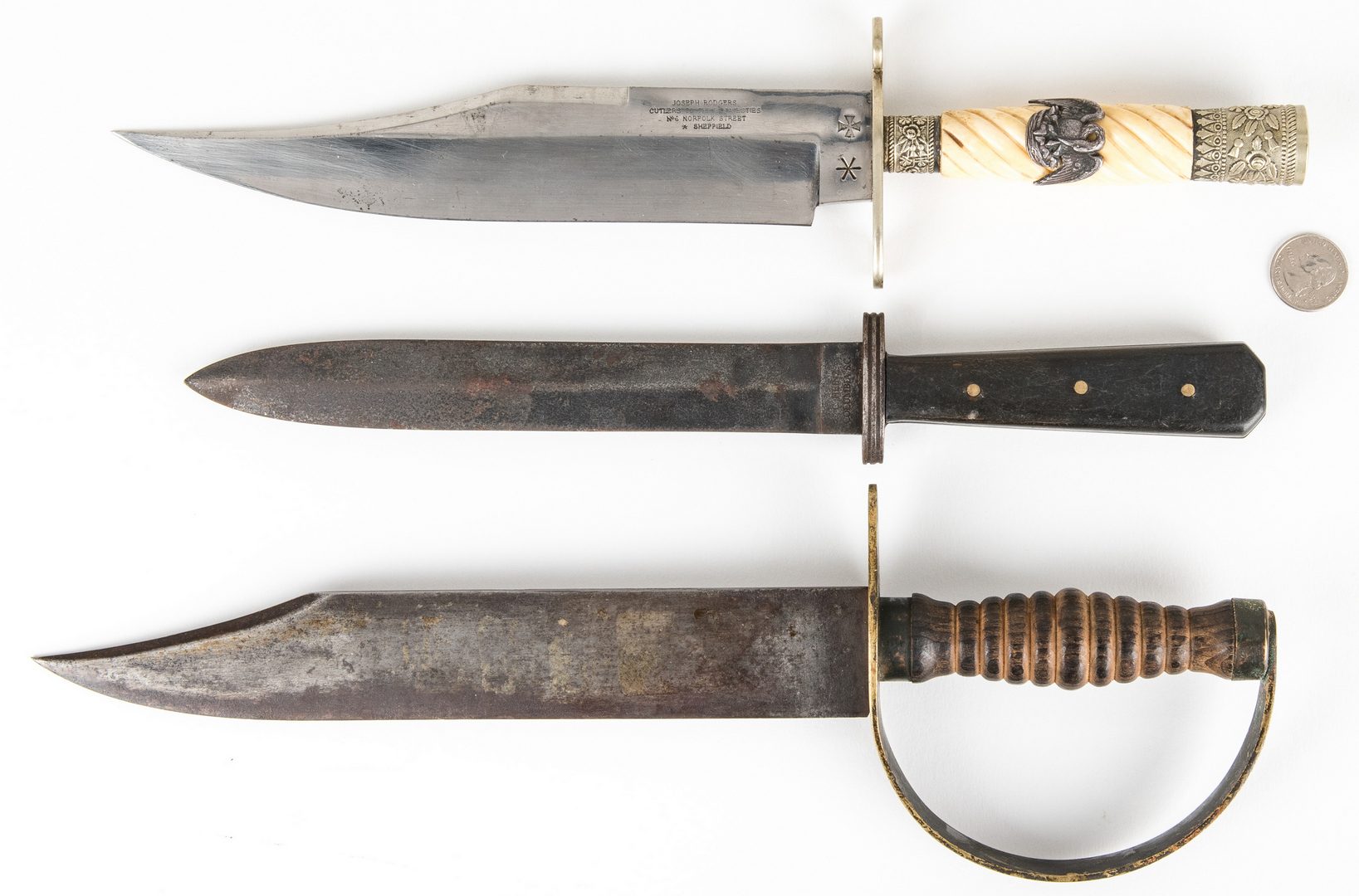 Lot 790: Three (3) 20th Century Reproduction CSA Style Knives