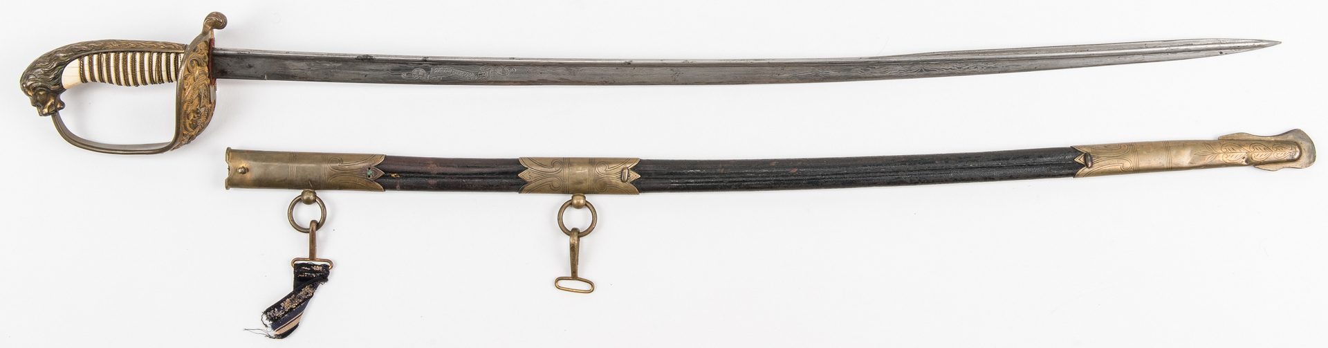 Lot 791: German Eisenhauer Imperial Naval Sword with Leather Scabbard