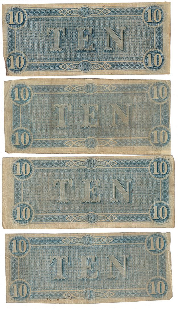 Lot 813: Group of 37 Confederate 1864 $10 & $20 Bills