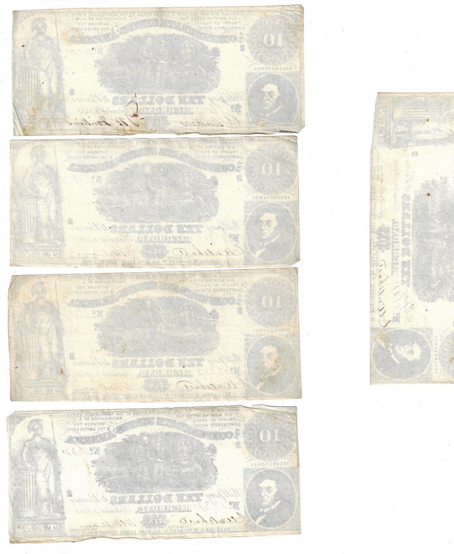 Lot 814: 24 About UNC Confederate 1861 $10 Bills