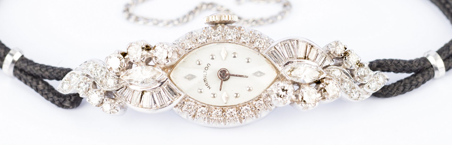 Lot 830: Vintage 14K Hamilton Diamond Watch