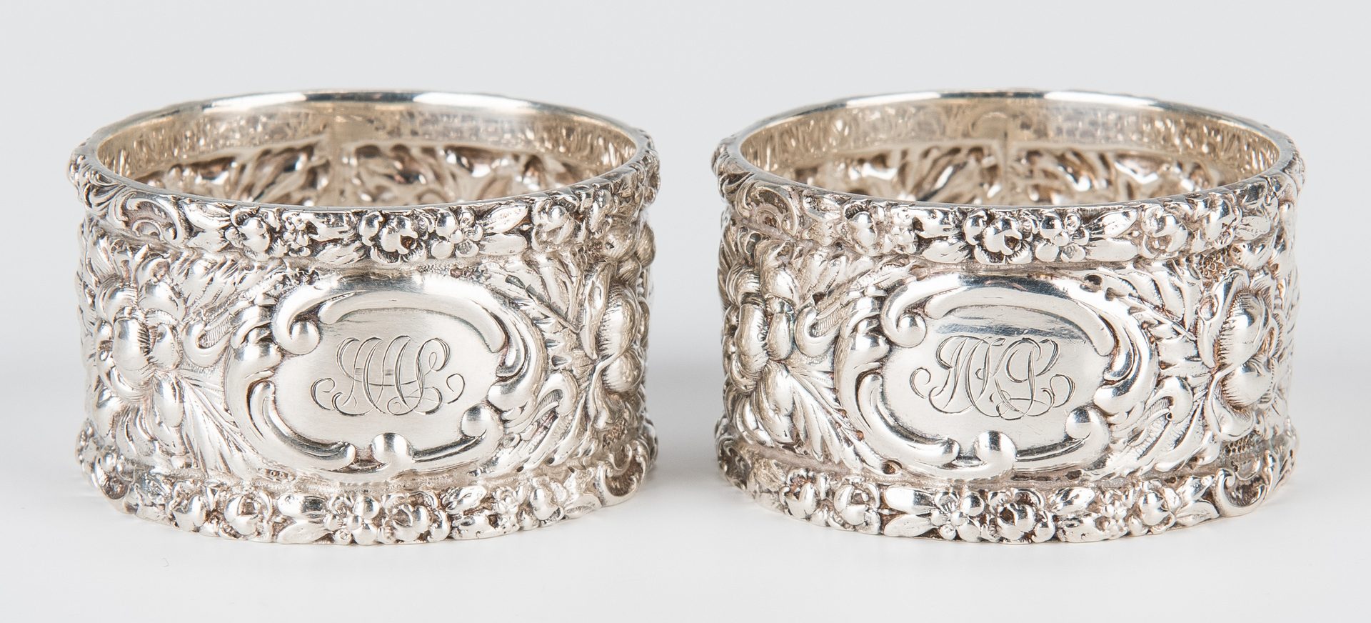 Lot 840: 7 Baltimore Repousse Silver Table Items