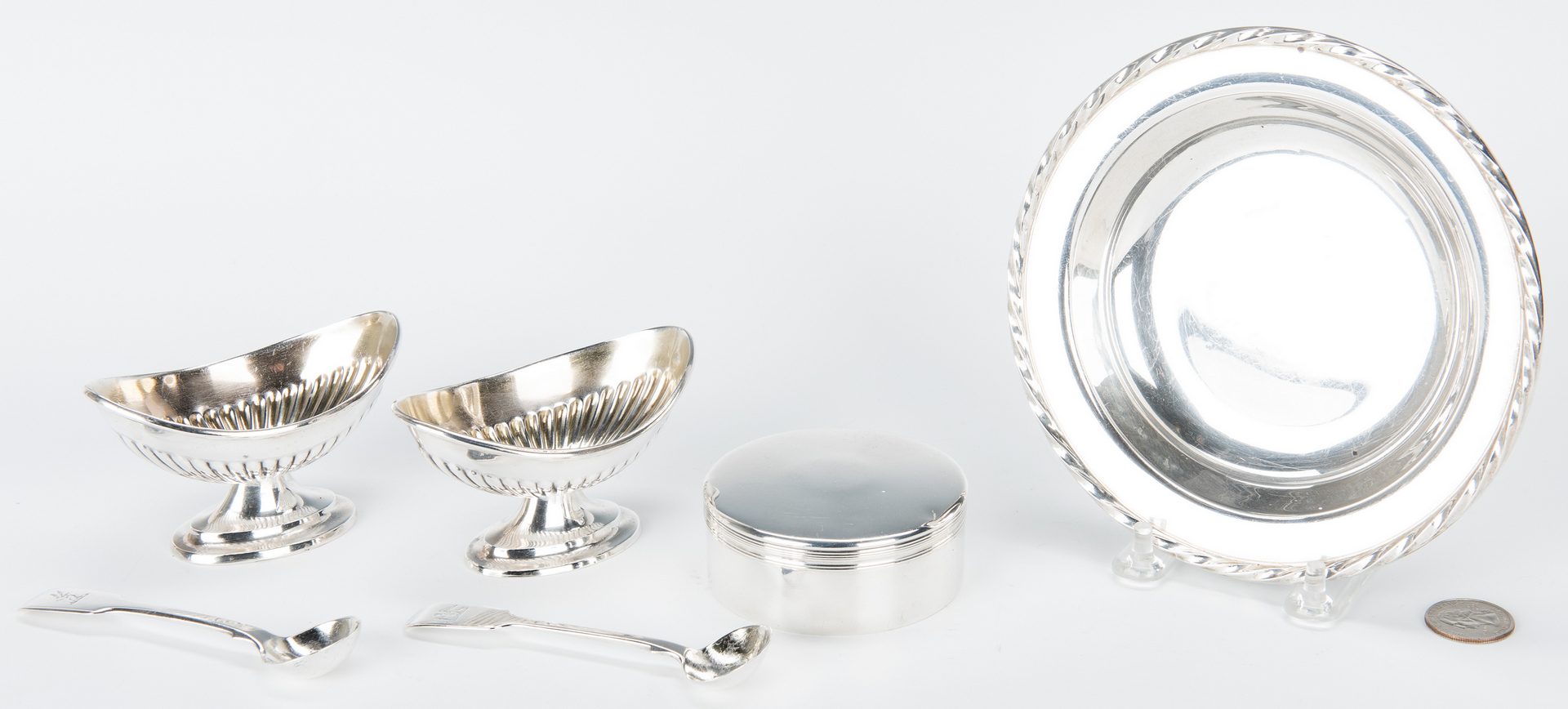 Lot 853: Group of Sterling Silver, incl. Boxed Salt Set