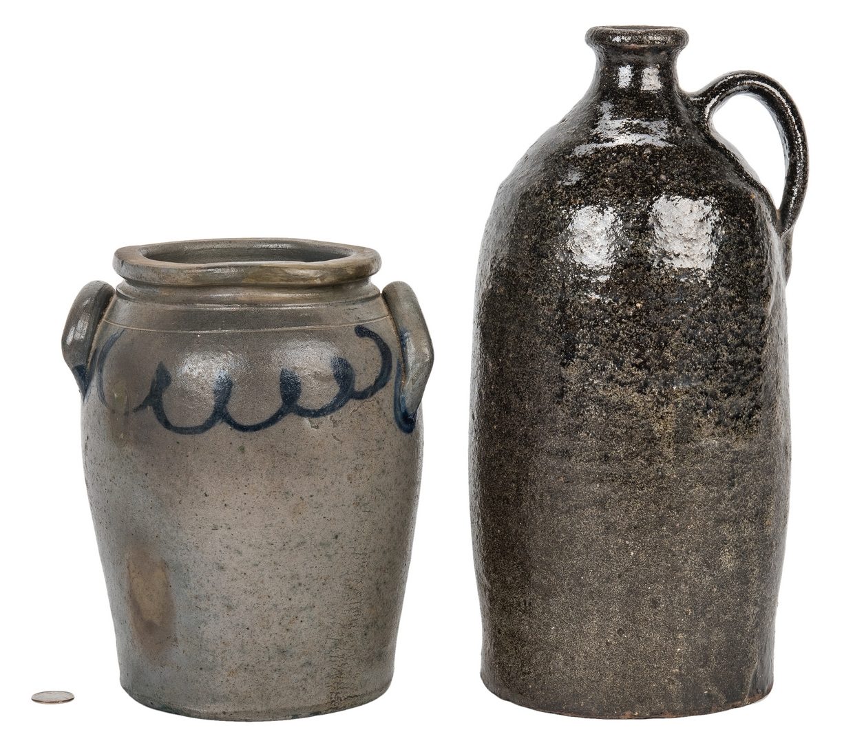 Lot 127: 2 Southern Stoneware Pottery Items, NC & VA