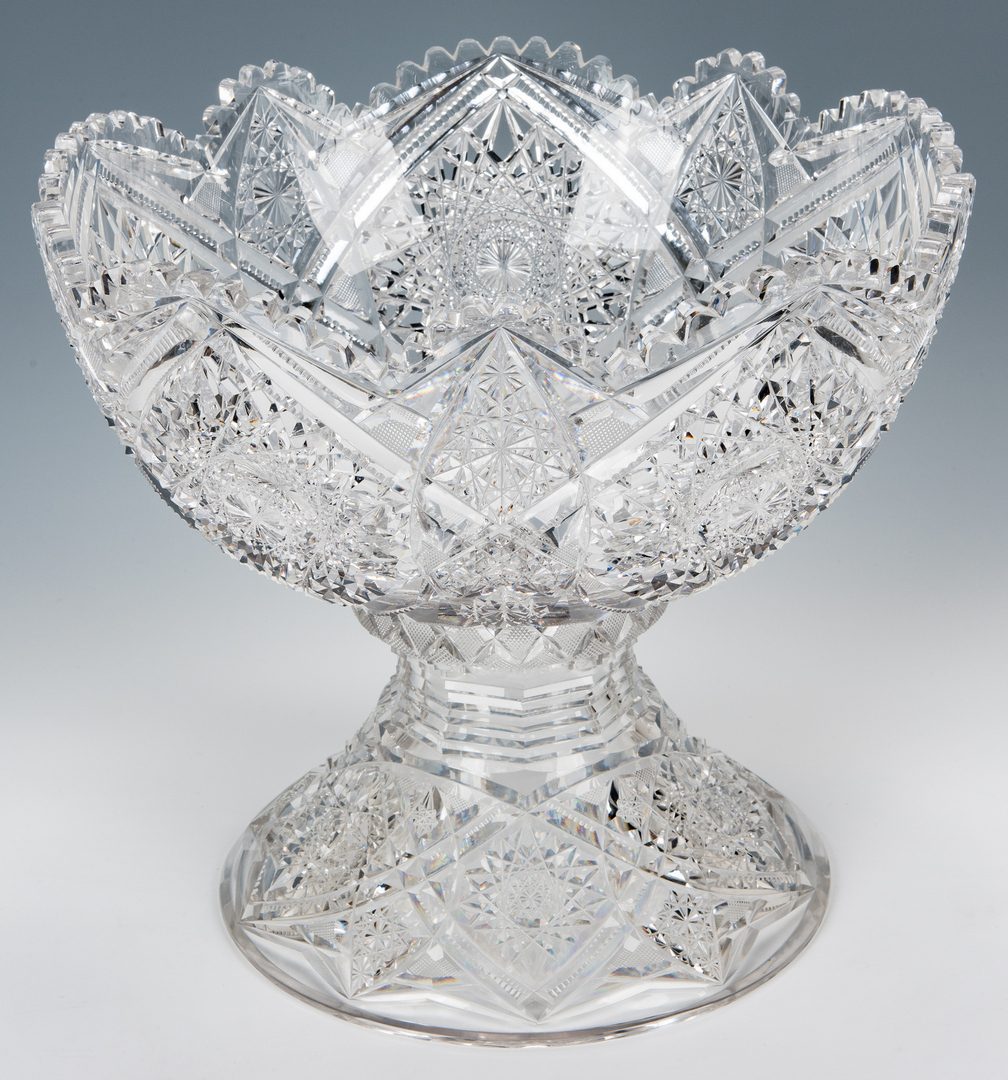 Lot 132: Brilliant Cut Glass Pedestal Punch Bowl