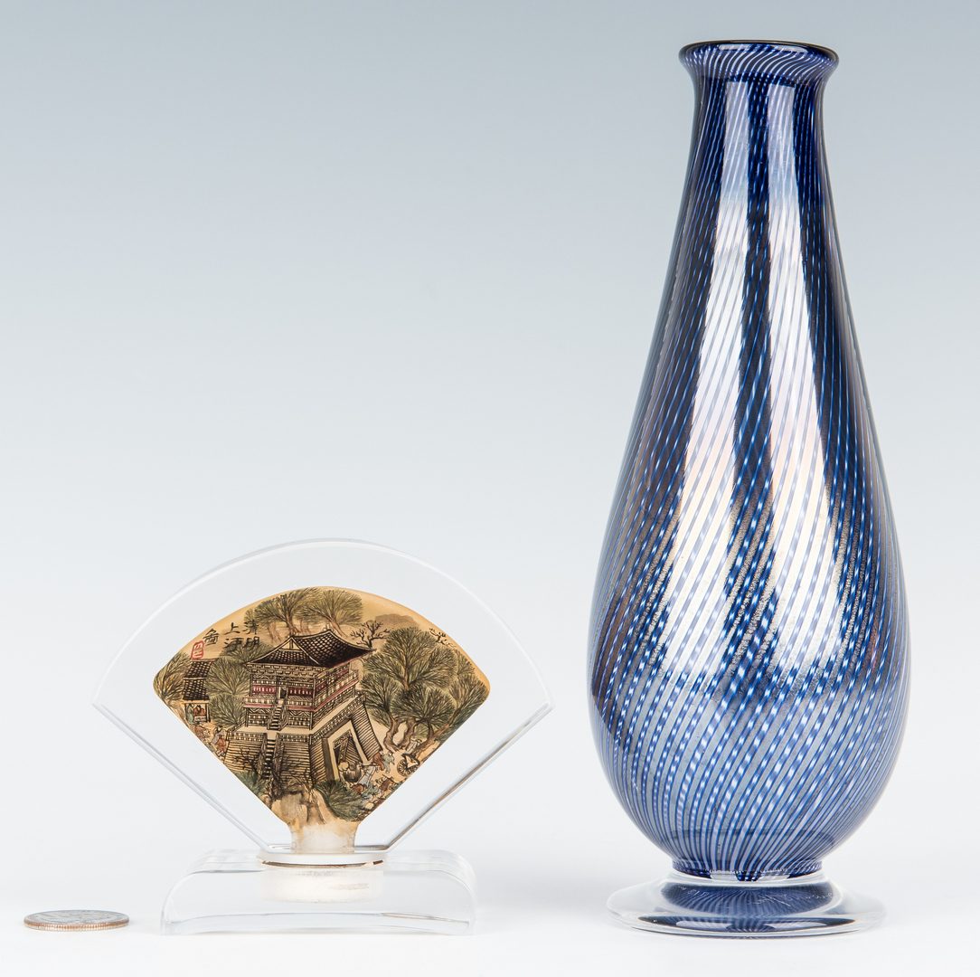 Lot 134: Orrefors Graal Vase plus Botou Reverse Glass fan shaped bottle