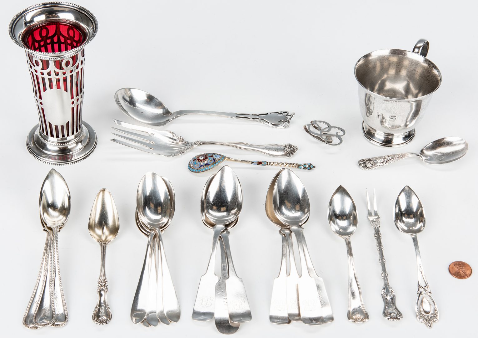 Lot 150: 50 Items Assorted Sterling Flatware & other