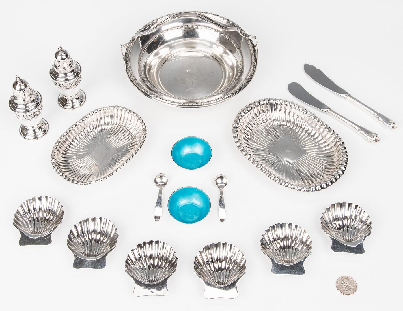 Lot 162: 18 Assembled Sterling Silver Table Items & 6 others