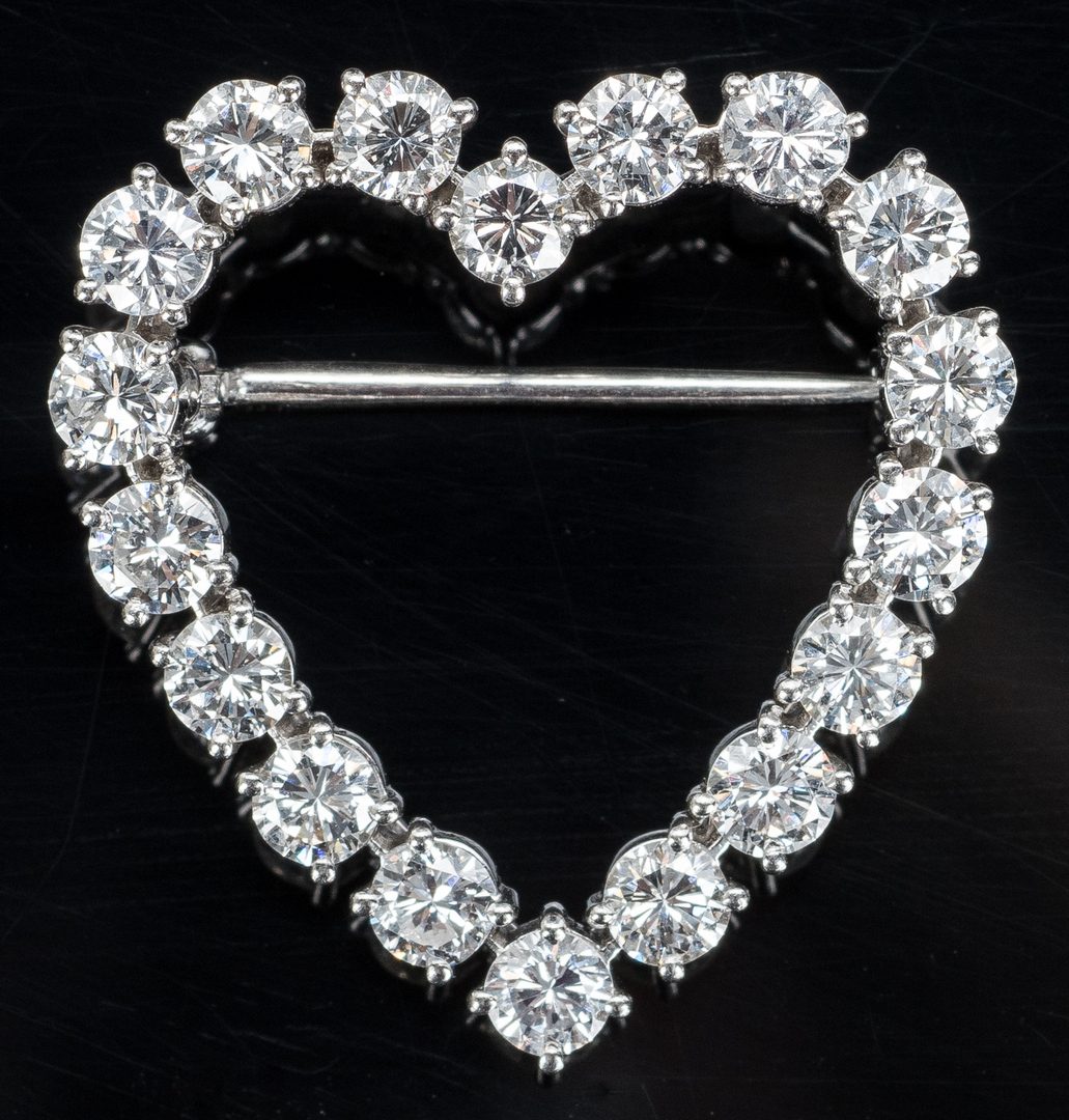 Lot 17: Tiffany Diamond Heart Brooch plus Pearl Pin