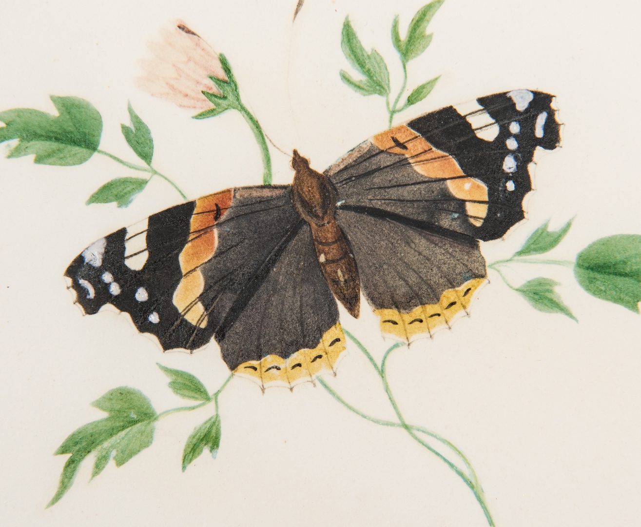 Lot 197: 3 European Watercolor Paintings, incl. Manor House, Butterflies